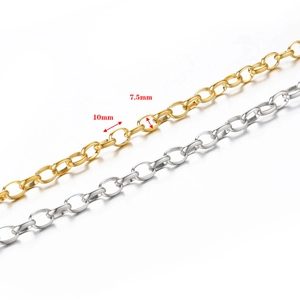 10mm wide stainless steel curved link chain in 18k gold and silver for DIY jewelry