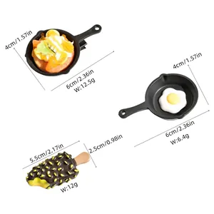 Barrettes à cheveux poêle à frire et œuf au plat avec mesures de taille et poids