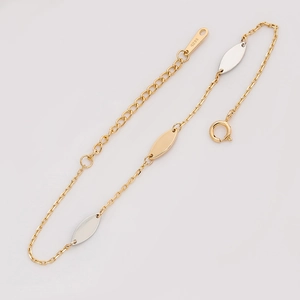 Elegant S925 sterling silver two-tone leaf bracelet with adjustable chain for women