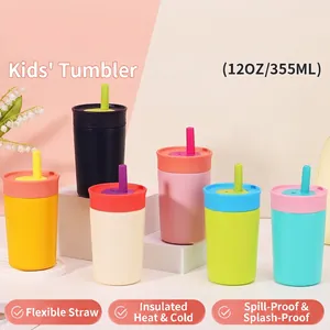 Kids Vacuum Insulated Tumbler 304 Stainless Steel Water Bottle With Straw Leak Proof Portable Mini Coffee Cup