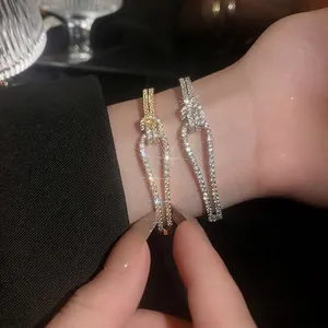 Luxe geometrische zirkoon armbanden in goud en zilver met fonkelende pavé-zetting