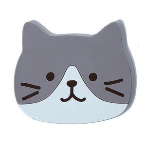 Cute cat-shaped silicone coaster with gray and blue heat-resistant non-slip PVC surface