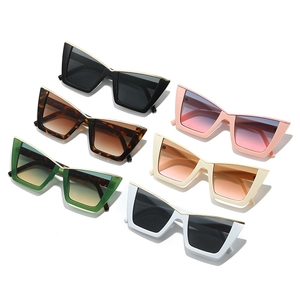 Trendsetting oversized cat eye sunglasses set with six assorted colors and metal trim