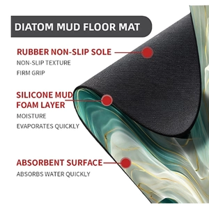 Detail showing the multi-layer structure of anti-slip marble texture diatom mud bath mat