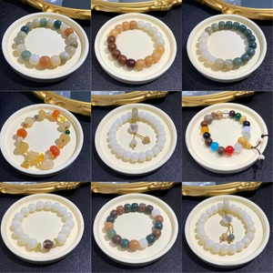 Natural Bodhi Seed Beaded Bracelet Weathered Gradient Color Handmade Vintage Zen Jewelry For Women Men