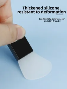 Detailed shot of durable thick silicone facial mask brush with flexible soft applicator head