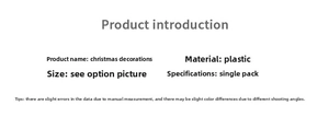 Detailed specifications table for luxury champagne Christmas tree hanging ornaments