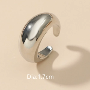 Polished silver dome ring with 1.7cm diameter and a minimalist minimalist geometric design