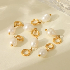 Baroque freshwater pearls with gold-plated rings for DIY necklaces and earrings