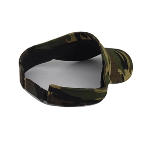 Rear view of camouflage visor hat showing adjustable strap and breathable fabric texture