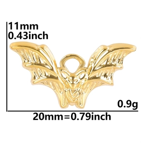 Detailed technical diagram showing dimensions 20x11mm of gold bat pendant charm