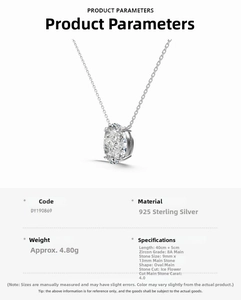 Macro detail of S925 silver necklace with 4.0ct ice-cut oval zircon pendant