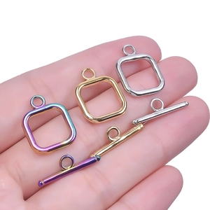 Square 304 stainless steel OT toggle clasps in gold, silver and rainbow for DIY jewelry