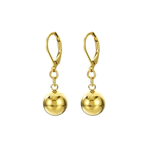 Elegant gold-tone oval hoop earrings with polished steel beads and secure leverback closure