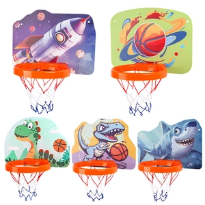 Panier de basket mural enfant intérieur avec 5 motifs d'animaux et filets en nylon colorés