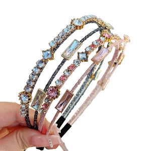 Sparkling double-layered rhinestone headbands in gold, black and rose gold tones
