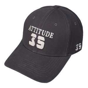 Casquette de baseball en coton gris foncé avec broderie Attitude 35 et visière courbée