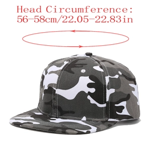 Größentabelle für Camouflage-Baseballkappe mit flachem Schirm und 56-58cm Kopfumfang