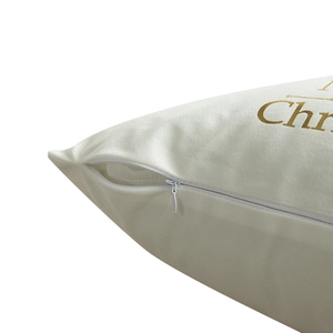 Cream Christmas pillow cover featuring gold foil tree patterns and a hidden zipper closure