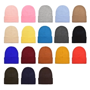 Solid color ribbed knit beanie hats available in 18 colors for autumn and winter warmth