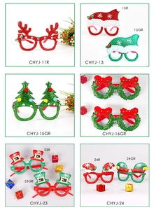 Collage of diverse Christmas party glasses featuring reindeer horns and holiday hats