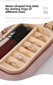 Macro view of wave-shaped velvet ring slots holding multiple jewelry pieces