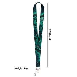 Green marble lanyard with metal lobster clasp and dimensions of 17.7 inches and 14g