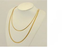 Detail of 18K gold-plated stainless steel snake chain necklace for DIY jewelry