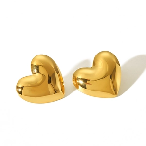 Vista dettagliata degli orecchini a cuore in acciaio inossidabile oro 18k con lucentezza
