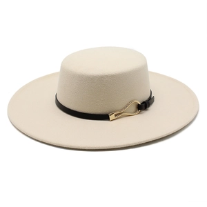 Retro Boater Hat For Women Wide Brim Cotton Polyester Panama Style Fedora Flat Top Sun Protection Casual Travel Elegant