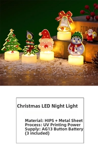 Detailed specs of LED Christmas night lights featuring Santa and Snowman themes