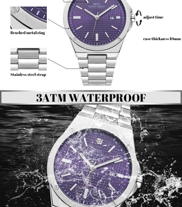 Detailed view of IBSO men's quartz watch with 10mm slim case and 3ATM waterproof feature