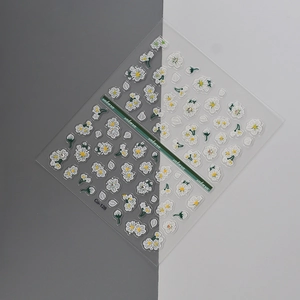 Adesivi decorativi floreali 3D per scrapbooking con motivi di fiori di ciliegio bianchi e glitter