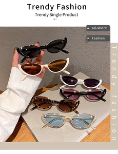Detailed view of retro cat-eye sunglasses with thick frames and premium tinted lenses