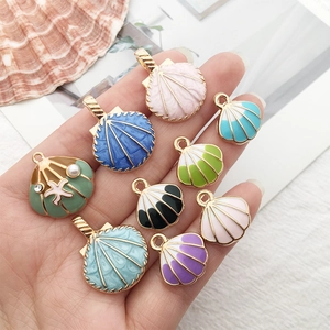 Colorful seashell alloy charms with enamel finish for creative DIY jewelry and beach accessories