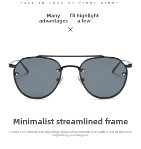Detail view of stylish aviator sunglasses with metal frames and dark lenses