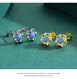Detailansicht der S925 Sterling Silber Opal Ohrstecker in Gold und Silber Finish