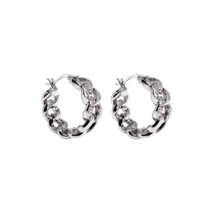 Orecchini geometrici a catena placcati argento con zirconi cubici scintillanti