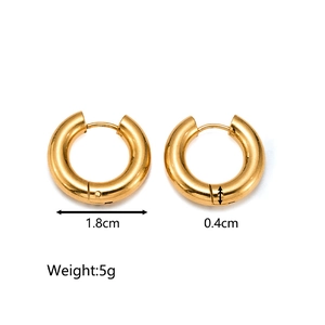 Detailed dimensions of 1.8cm golden hoop earrings with 4mm width and 5g weight specs