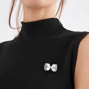 Sparkling crystal butterfly brooch pin for clothing on elegant black sweater