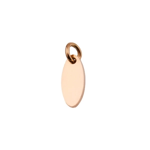 Polished rose gold oval stainless steel pendant with ring for DIY jewelry making