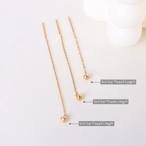 Minimalist 18K gold plated stainless steel long chain earrings in 4cm 5cm 6cm lengths