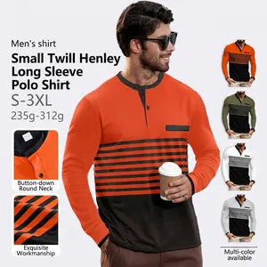Men's Henley Shirt Long Sleeve Color Block Striped Breathable Polyester Spandex Slim Fit Casual Top