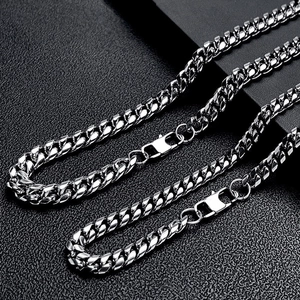 Sleek stainless steel Cuban link necklaces for men featuring polished silver finish