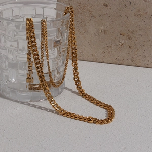 Collana a catena cubana minimalista da 3 mm in acciaio inossidabile placcato oro 18K