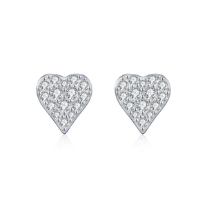 Élégantes boucles d'oreilles cœur en moissanite et argent sterling S925, finition polie