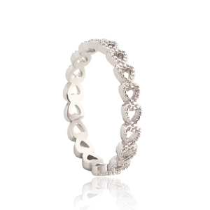 Hollow Heart Ring 925 Sterling Silver Continuous Love Heart Band Romantic Jewelry Gift For Women