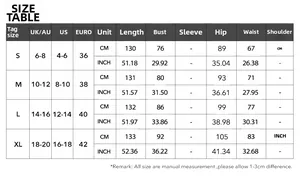 Detailed size chart for elegant strapless evening gown including UK, US and EU measurements
