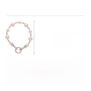 Détail du bracelet en perles de verre roses avec fermoir zircon et dimensions précises