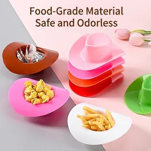 Creative cowboy hat shaped snack bowls made of food-grade plastic in colorful party set